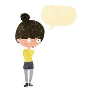 cartoon woman staring with speech bubble N6