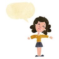 cartoon woman with open arms speech bubble N19