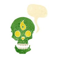 cartoon mystic skull with speech bubble N2