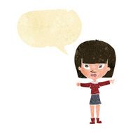 cartoon woman pointing with speech bubble N42