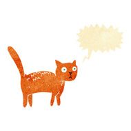 cartoon frightened cat with speech bubble N5