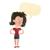 cartoon woman with hands on hips speech bubble N41