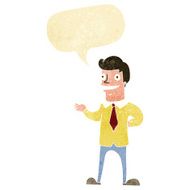 cartoon salesman with speech bubble N2