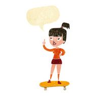 cartoon skater girl with speech bubble N2