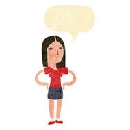 cartoon woman with hands on hips speech bubble N42