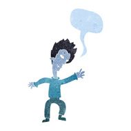 cartoon halloween vampire with speech bubble