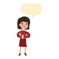 cartoon calm woman with speech bubble N2