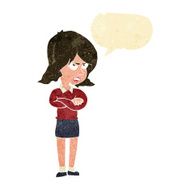 cartoon angry woman with speech bubble N4