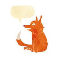 cartoon fox sitting with speech bubble