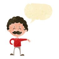 cartoon man making camp gesture with speech bubble N4