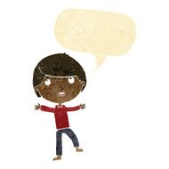 Cartoon happy boy with speech bubble N40
