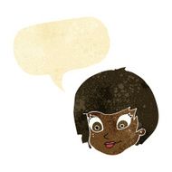 cartoon female face with speech bubble N25