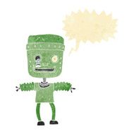 cartoon robot with speech bubble N35