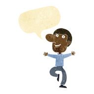 cartoon happy man with speech bubble N82