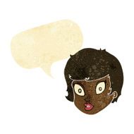 cartoon surprised female face with speech bubble N12