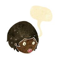 cartoon girl with concerned expression speech bubble