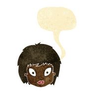 cartoon surprised female face with speech bubble N13