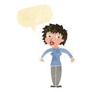 cartoon woman shrugging shoulders with speech bubble N98