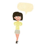 cartoon happy woman with speech bubble N48