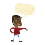 cartoon man making camp gesture with speech bubble N5