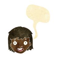 cartoon happy female face with speech bubble N37