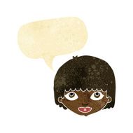 cartoon female face with speech bubble N26