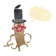 cartoon monkey wearing top hat with speech bubble