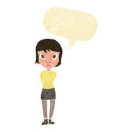 cartoon pretty girl with speech bubble N19