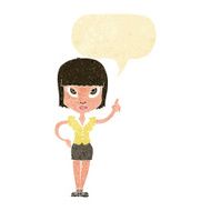 cartoon pretty girl with idea speech bubble N6