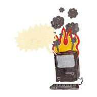 cartoon old computer with speech bubble N4