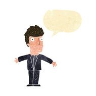 cartoon confused man with speech bubble N7