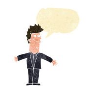 cartoon happy man with open arms speech bubble N2
