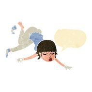 cartoon woman floating with speech bubble N2