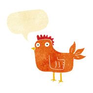 cartoon hen with speech bubble