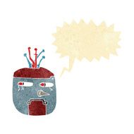 cartoon gold robot head with speech bubble N2