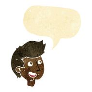 cartoon happy boy face with speech bubble N8