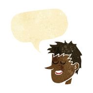 cartoon happy boy face with speech bubble N9
