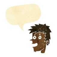 cartoon happy boy face with speech bubble N10