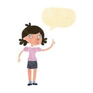 cartoon woman with idea speech bubble N47