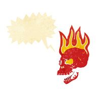 cartoon flaming skull with speech bubble N2