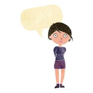 cartoon surprised girl with speech bubble N4