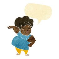 cartoon happy overweight lady with speech bubble N2