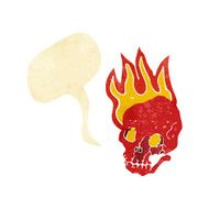 cartoon flaming skull with speech bubble N3
