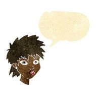 cartoon curious girl with speech bubble N2