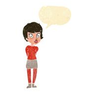 cartoon pretty woman with speech bubble N55