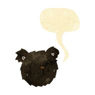 cartoon happy black bear face with speech bubble