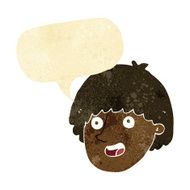 cartoon happy male face with speech bubble N4