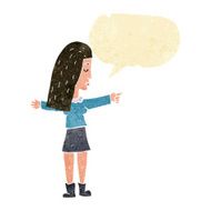 cartoon woman pointing with speech bubble N43