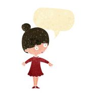 cartoon surprised woman with speech bubble N48