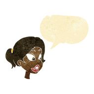cartoon friendly woman with speech bubble N14